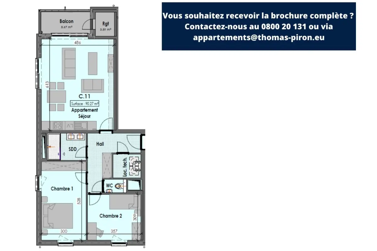 Appartement à vendre à Habay-la-Neuve 6720 0.00€ 2 chambres 90.00m² - annonce 604693