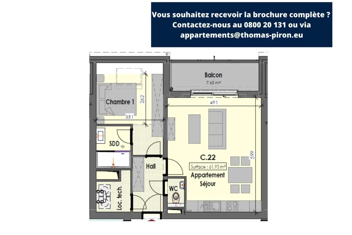 Appartement à vendre à Habay-la-Neuve 6720 0.00€ 1 chambres 62.00m² - annonce 670652