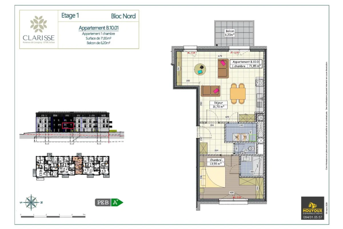 Appartement à vendre à Arlon 6700 281000.00€ 1 chambres 71.85m² - annonce 776051