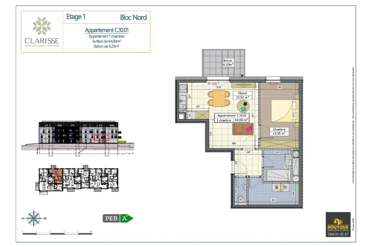 Appartement à vendre à Arlon 6700 267000.00€ 1 chambres 64.00m² - annonce 776052