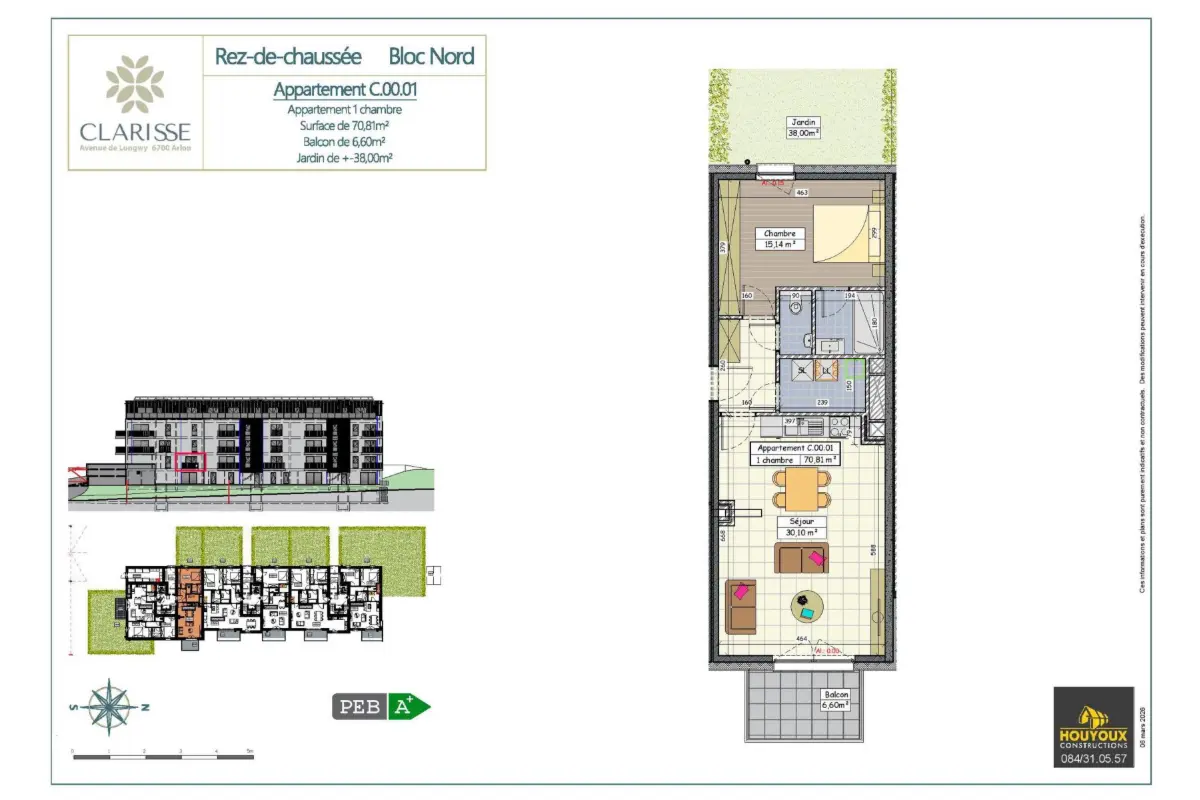Appartement à vendre à Arlon 6700 284000.00€ 1 chambres 70.81m² - annonce 776046