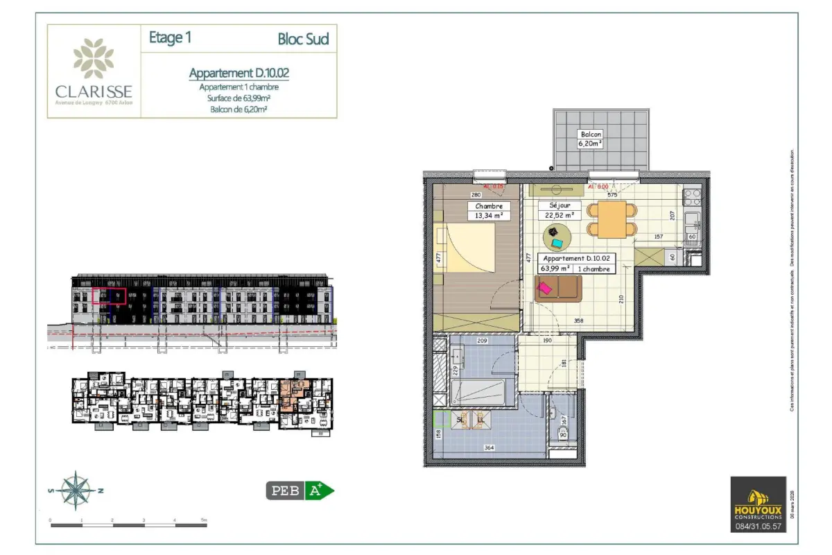 Appartement à vendre à Arlon 6700 267000.00€ 1 chambres 63.99m² - annonce 776054